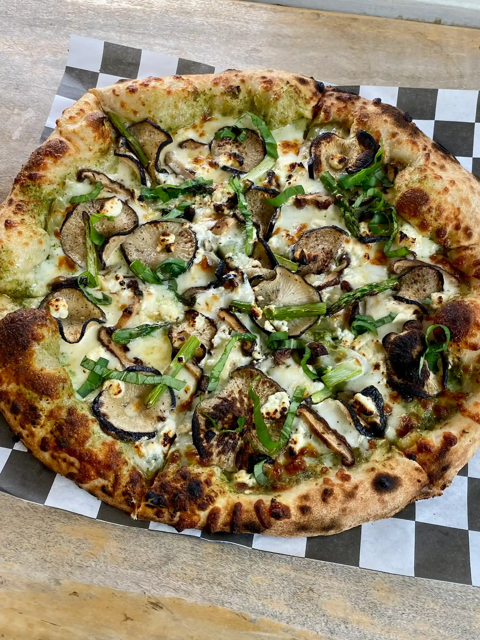 Topdown view of a pizza