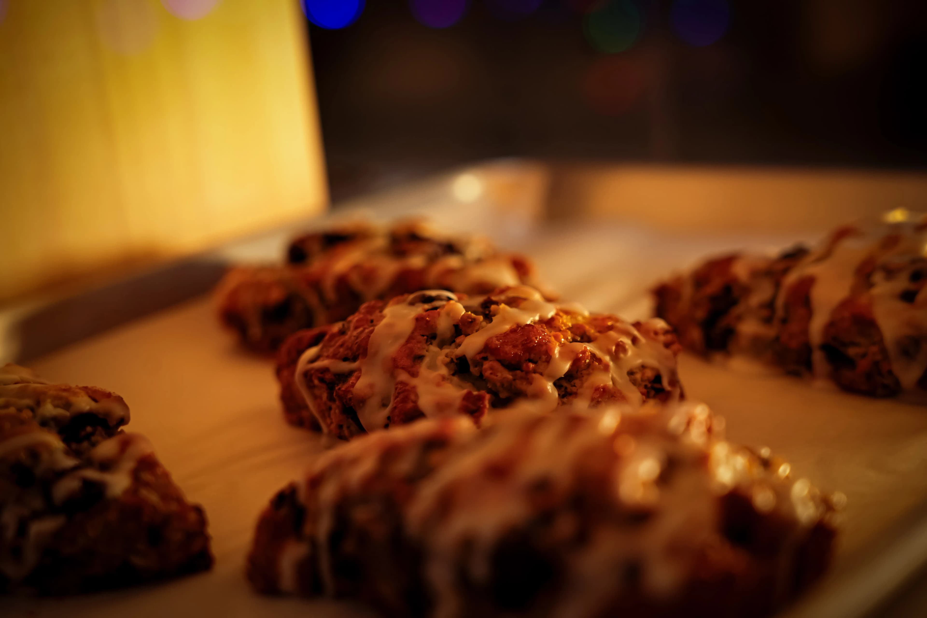 Freshly baked scones with golden-brown texture